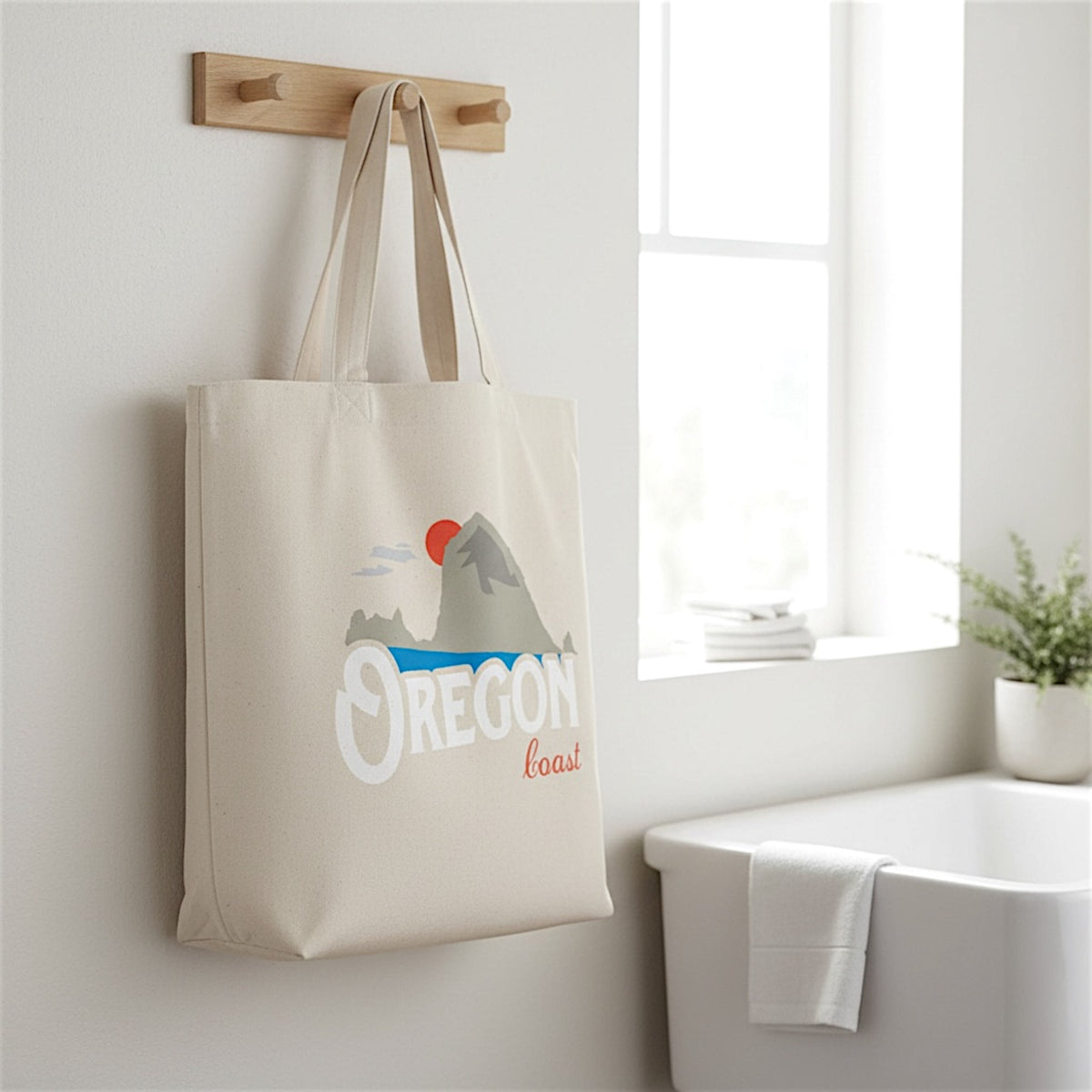 Oregon Coast Vintage Haystack Rock | Market Tote Bag