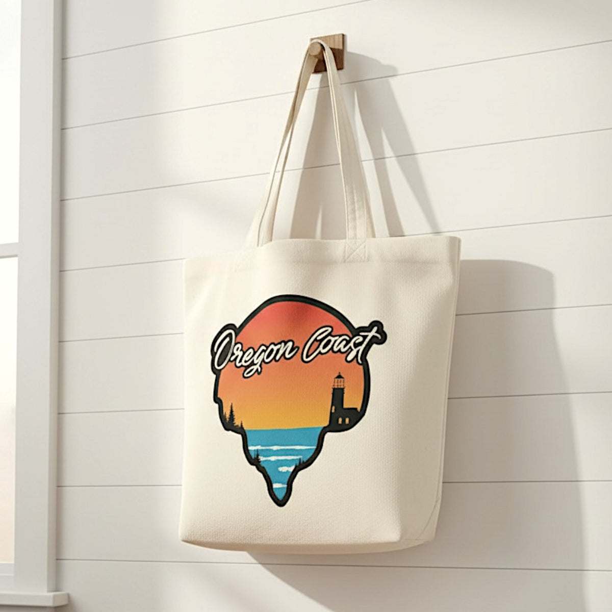 Oregon Coast Lighthouse at Sunset | Market Tote Bag