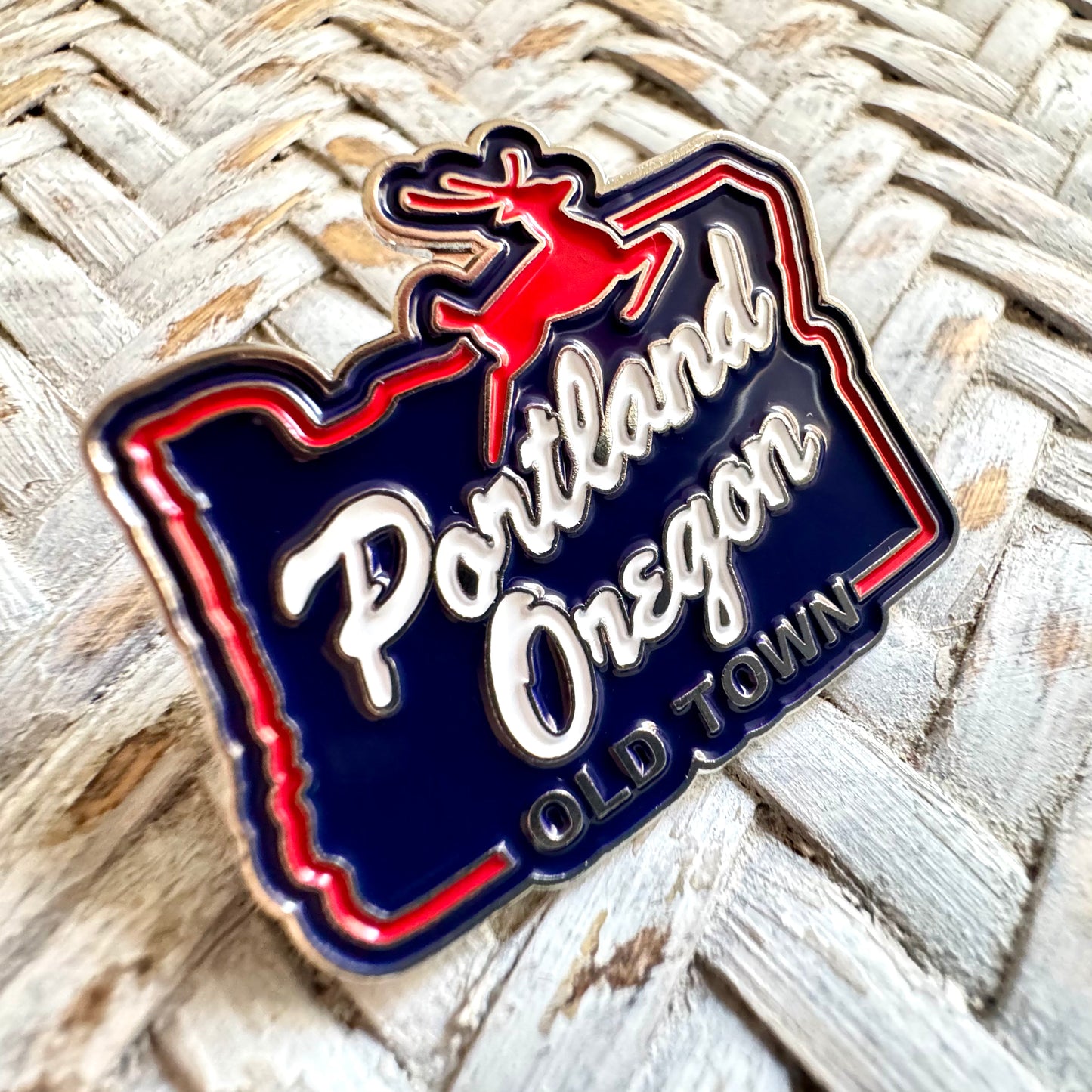 White Stag Sign Portland Oregon | Enamel Lapel Pin