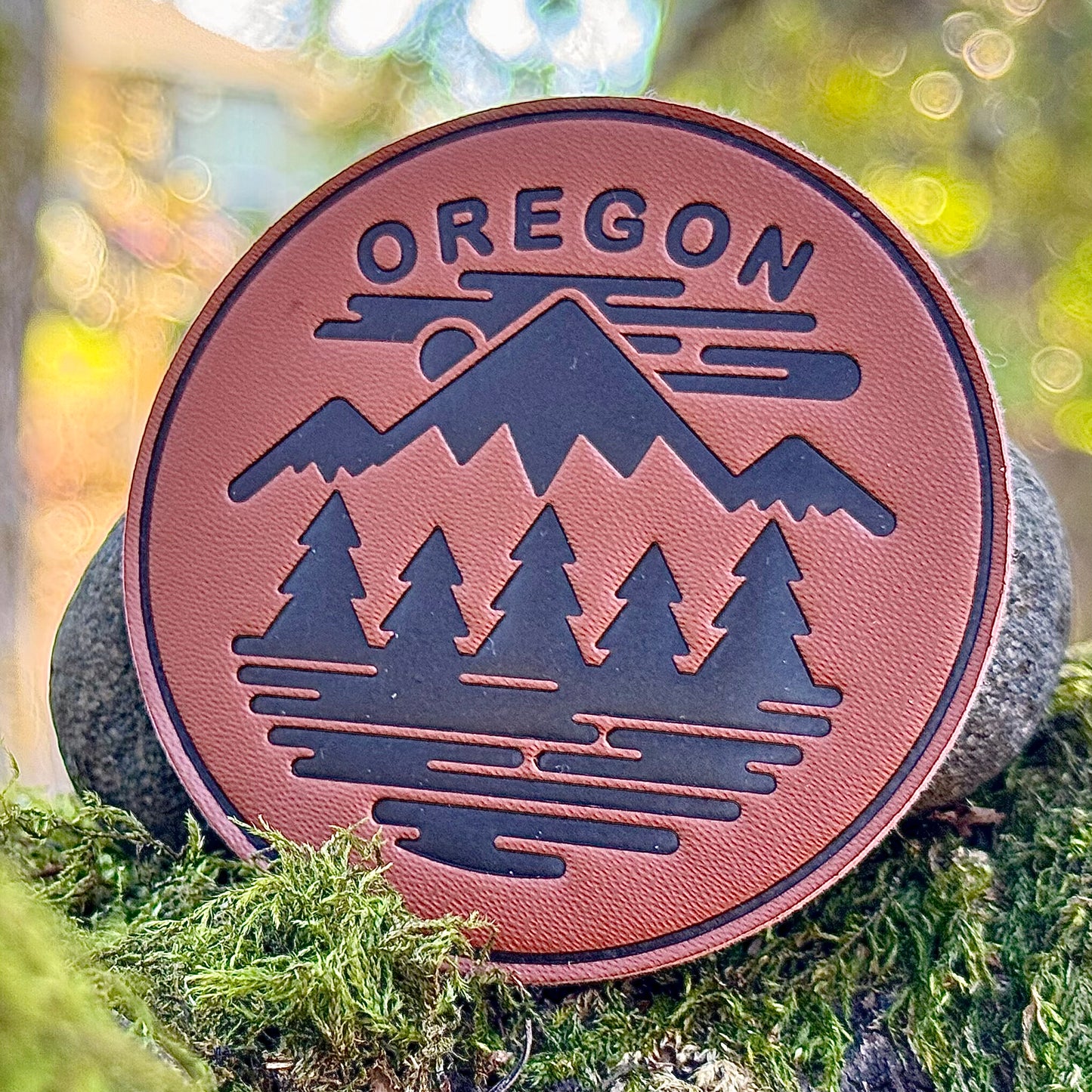 Oregon Fifty Mountain Ranges | Sew-on Faux Leather Patch