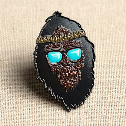 Retro Squatch Bigfoot Head | Enamel Lapel Pin