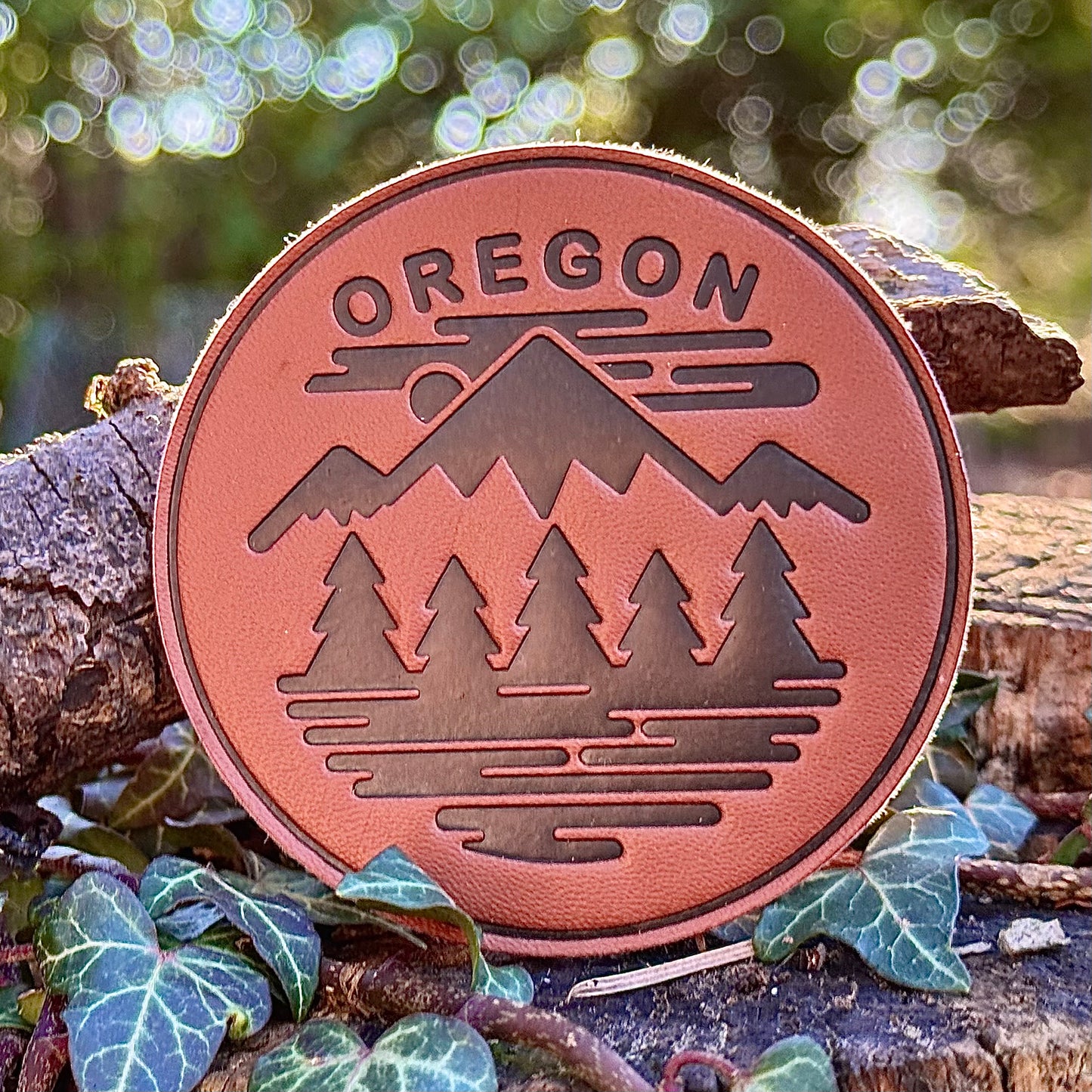 Oregon Fifty Mountain Ranges | Sew-on Faux Leather Patch