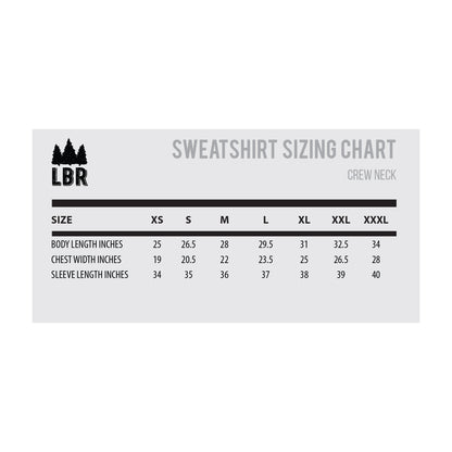 LBR Crewneck Sweatshirt Size Chart