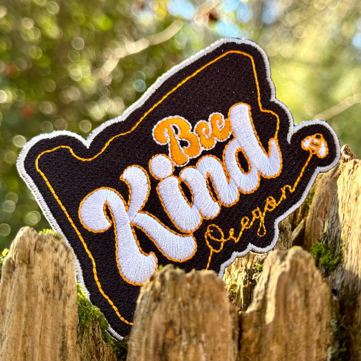 Oregon Bee Kind Save the Bees | Iron-on Embroidered Patch