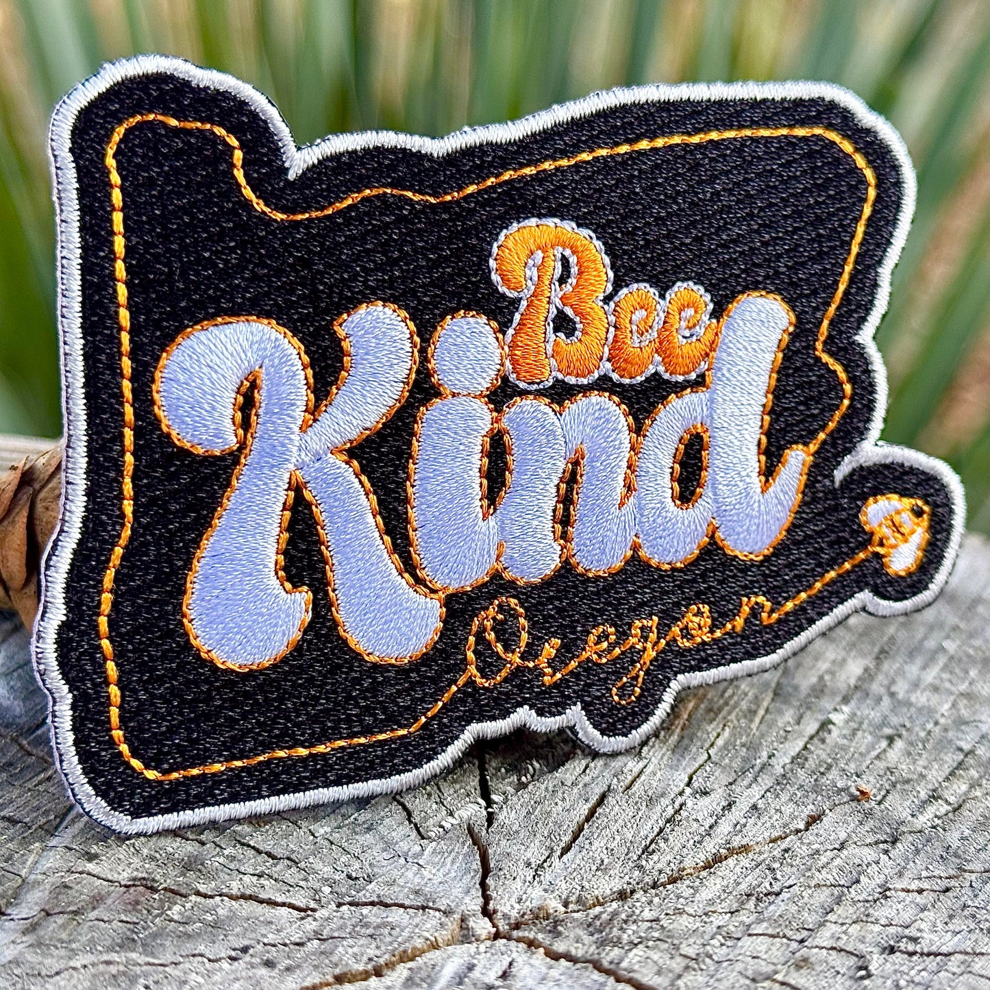 Oregon Bee Kind Save the Bees | Iron-on Embroidered Patch