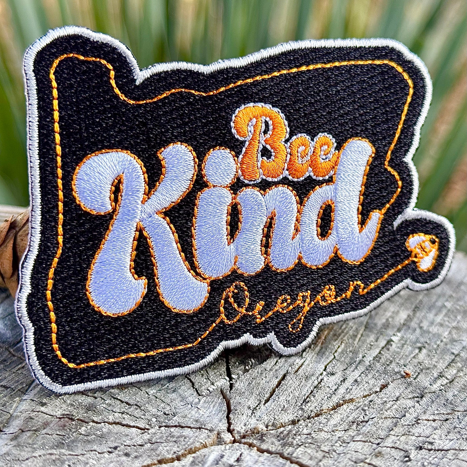 Oregon Bee Kind Save the Bees | Iron-on Embroidered Patch