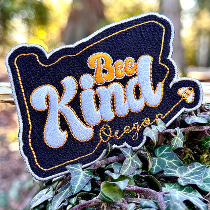 Oregon Bee Kind Save the Bees | Iron-on Embroidered Patch