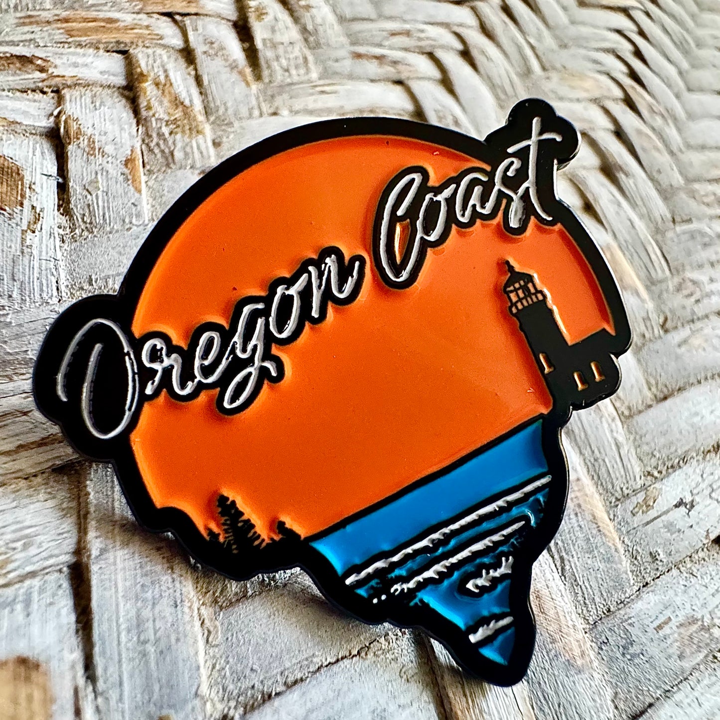 Oregon Coast Lighthouse at Sunset | Enamel Lapel Pin