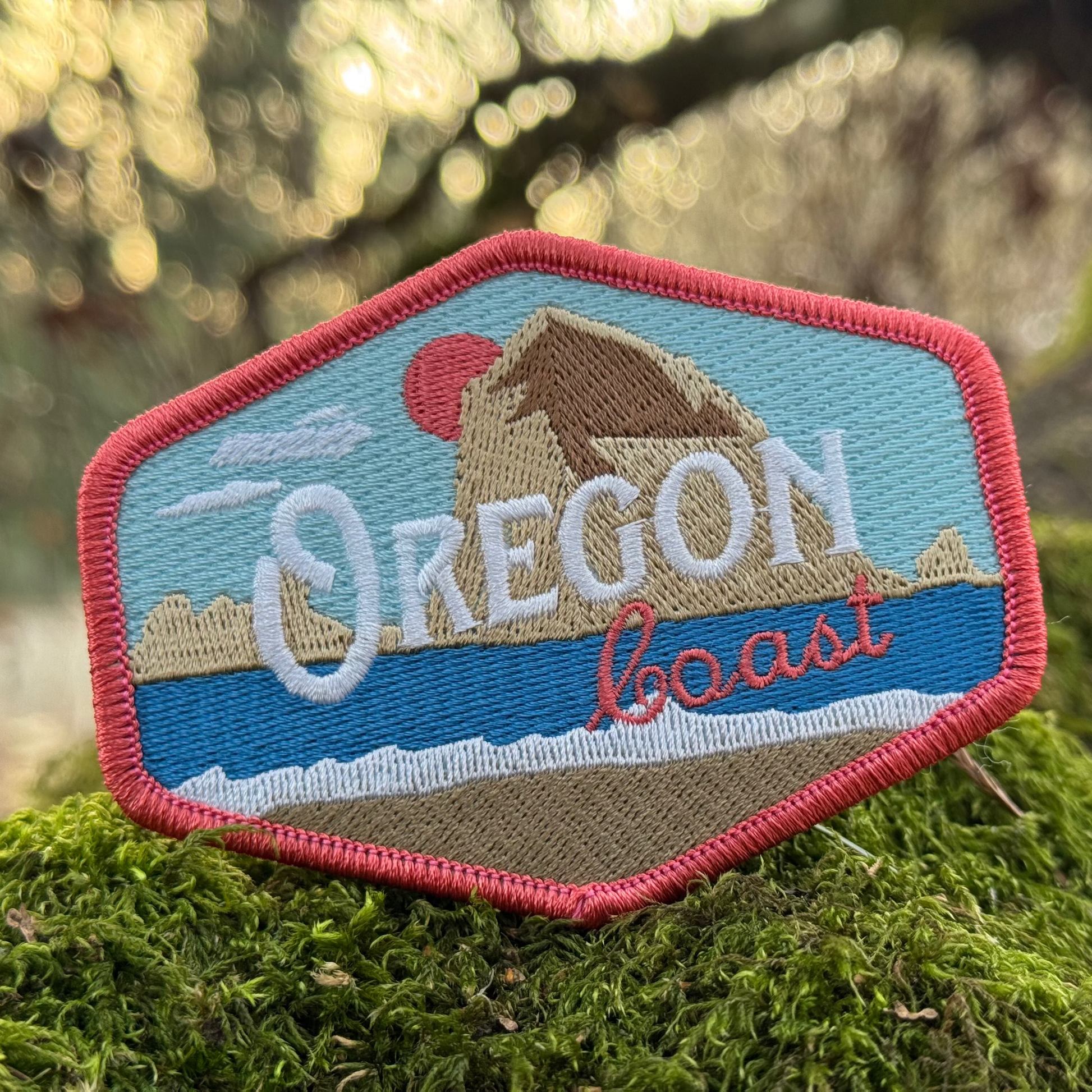 Oregon Coast Vintage Haystack Rock | Iron-on Embroidered Patch