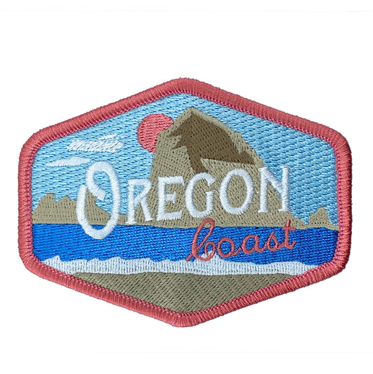 Oregon Coast Vintage Haystack Rock | Iron-on Embroidered Patch