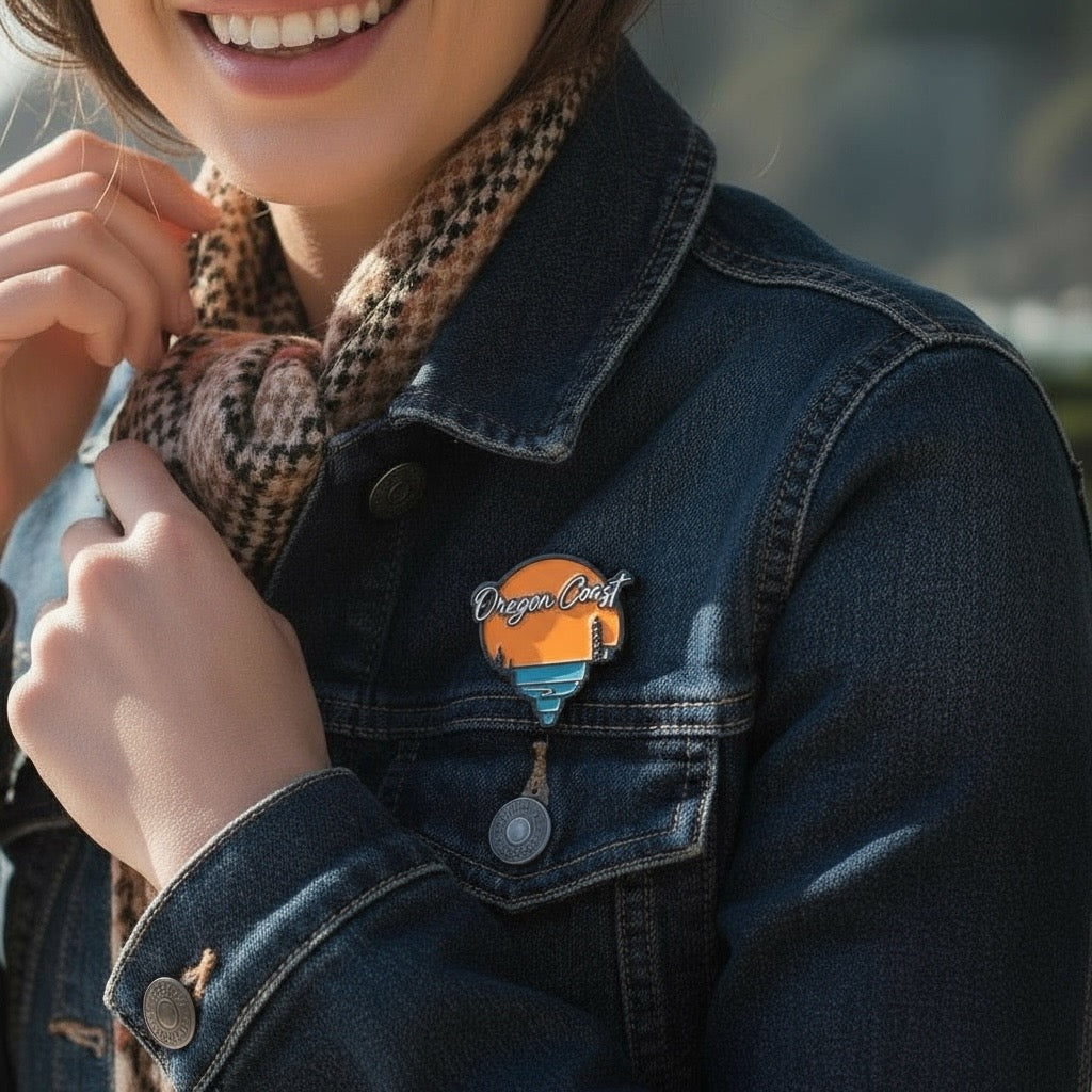 Oregon Coast Lighthouse at Sunset | Enamel Lapel Pin
