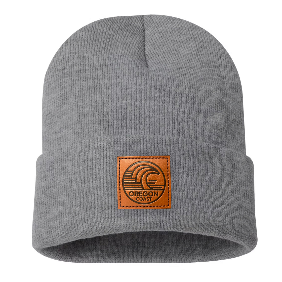 Oregon Coast Surf Leather patch beanie Gray