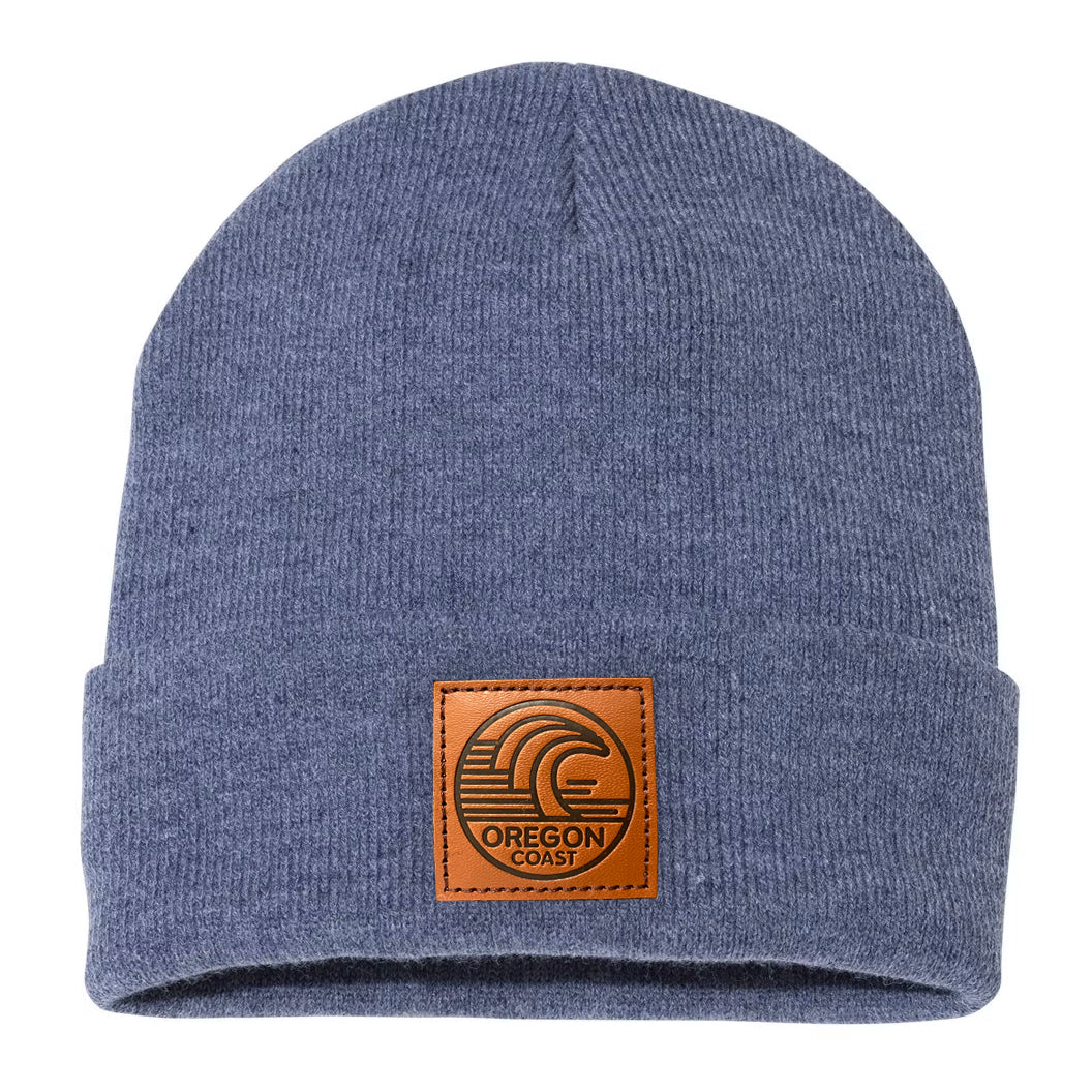 Oregon Coast Surf Leather patch beanie Navy