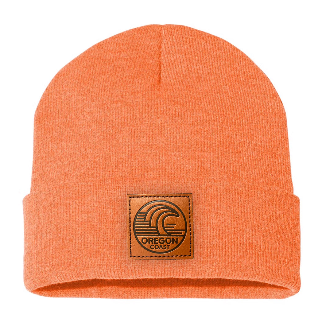 Oregon Coast Surf Leather patch beanie Orange