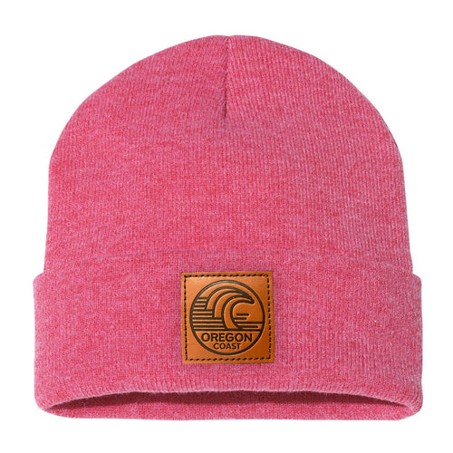 Oregon Coast Surf Leather patch beanie Red