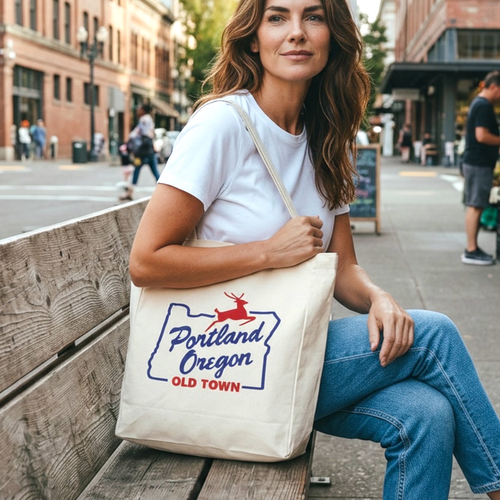White Stag Sign Portland Oregon | Market Tote Bag