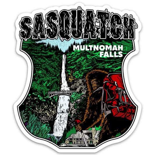 Oregon Sasquatch at Multnomah Falls | Sticker