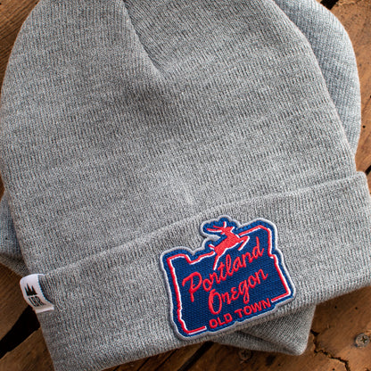 White Stag Sign Portland Oregon Knit Beanie