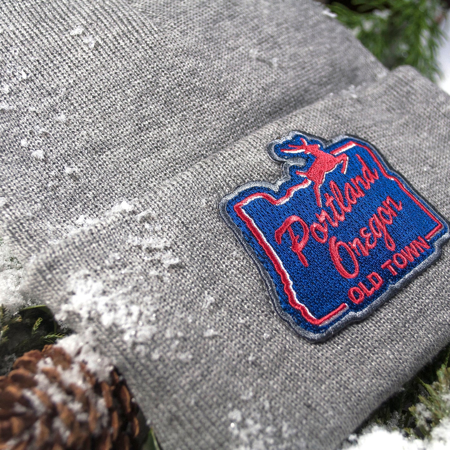 White Stag Sign Portland Oregon Knit Beanie