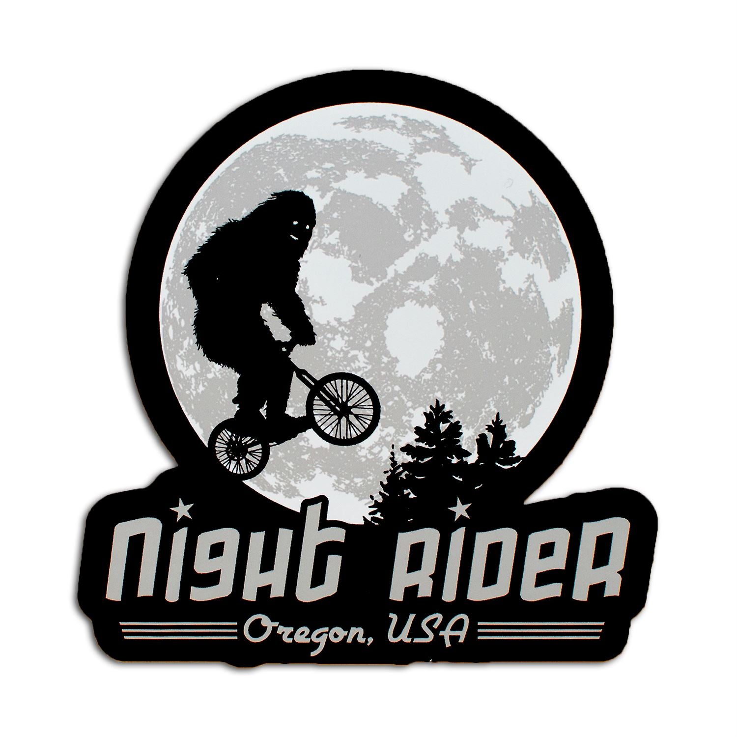 Night Rider Oregon Bigfoot | Vinyl Sticker | Little Bay Root