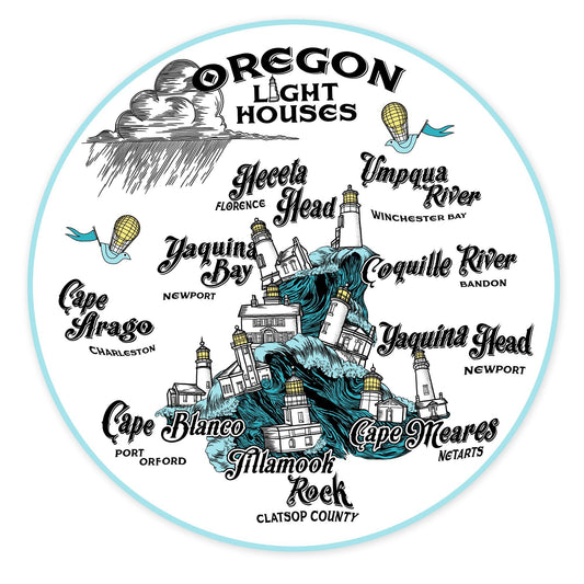Oregon Nine Lighthouses | Sticker
