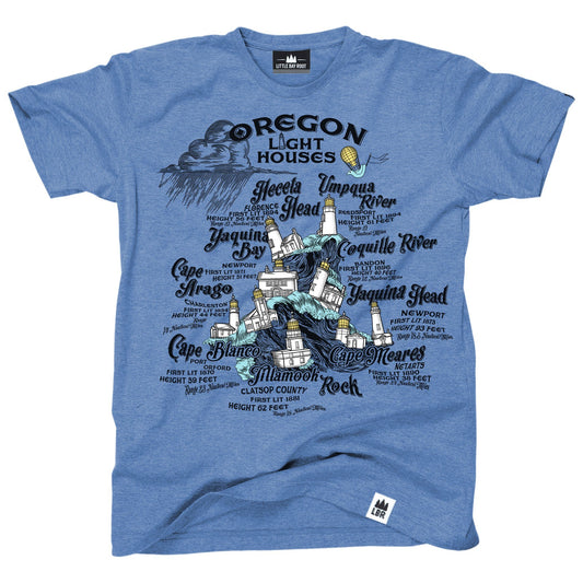 Nine Lighthouses of Oregon Adult T-Shirt