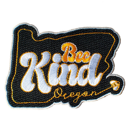 Oregon Bee Kind Save the Bees | Iron-on Embroidered Patch