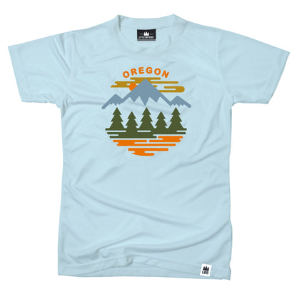 Oregon Fifty Ranges Four Seasons Adult T-Shirt Ice Blue