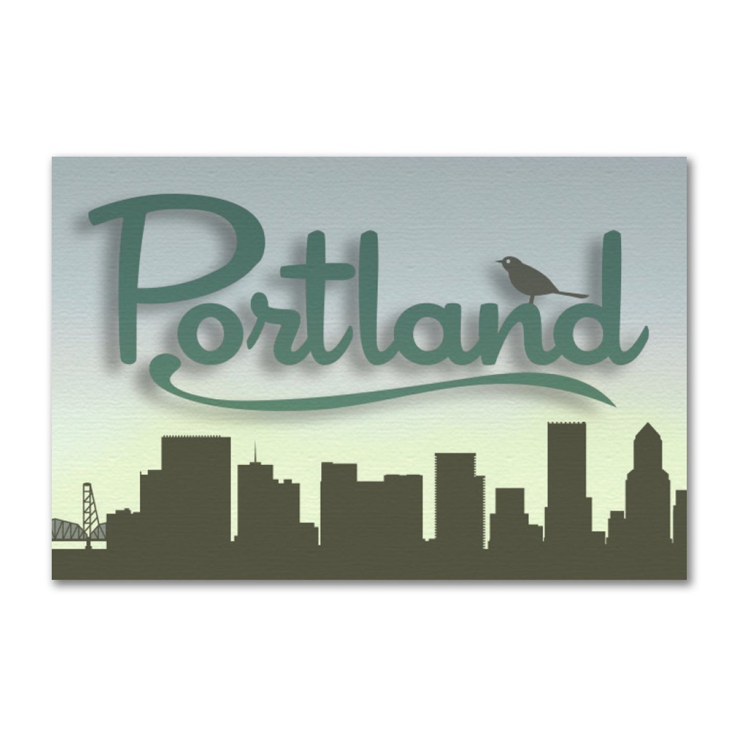 Portland Skyline with Bird | Refrigerator Magnet