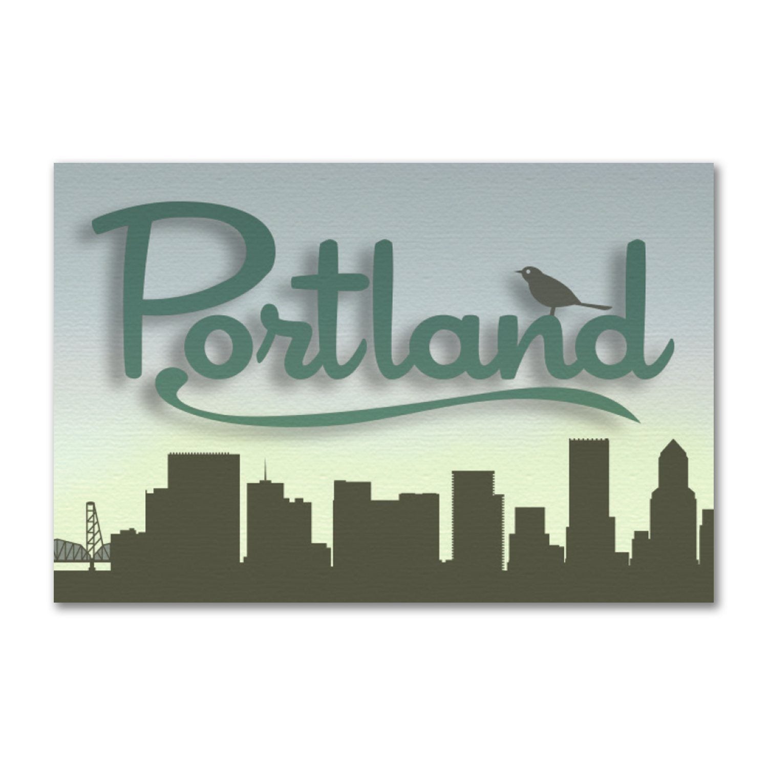 Portland Skyline with Bird | Refrigerator Magnet