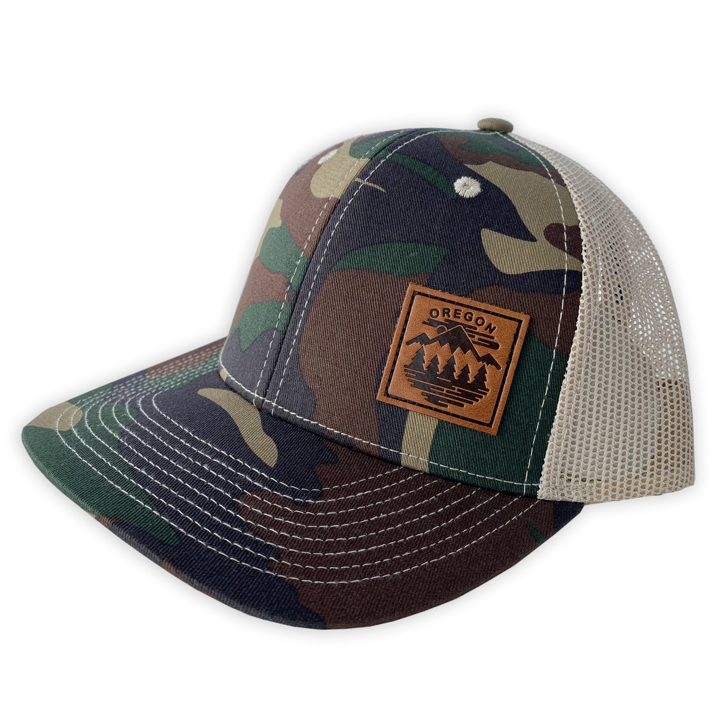 Oregon Fifty Ranges Curved bill snapback hat Camo Tan