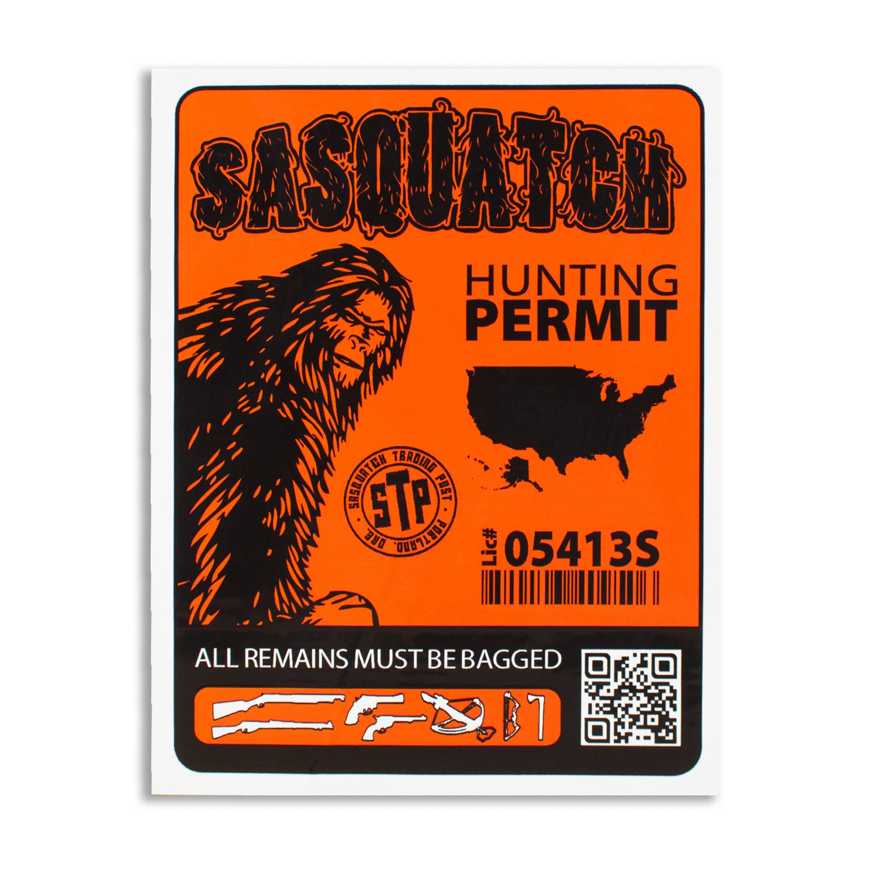 Michigan Sasquatch Hunting Permit Sticker – Vinyl Bigfoot Decal – 4" X 3"