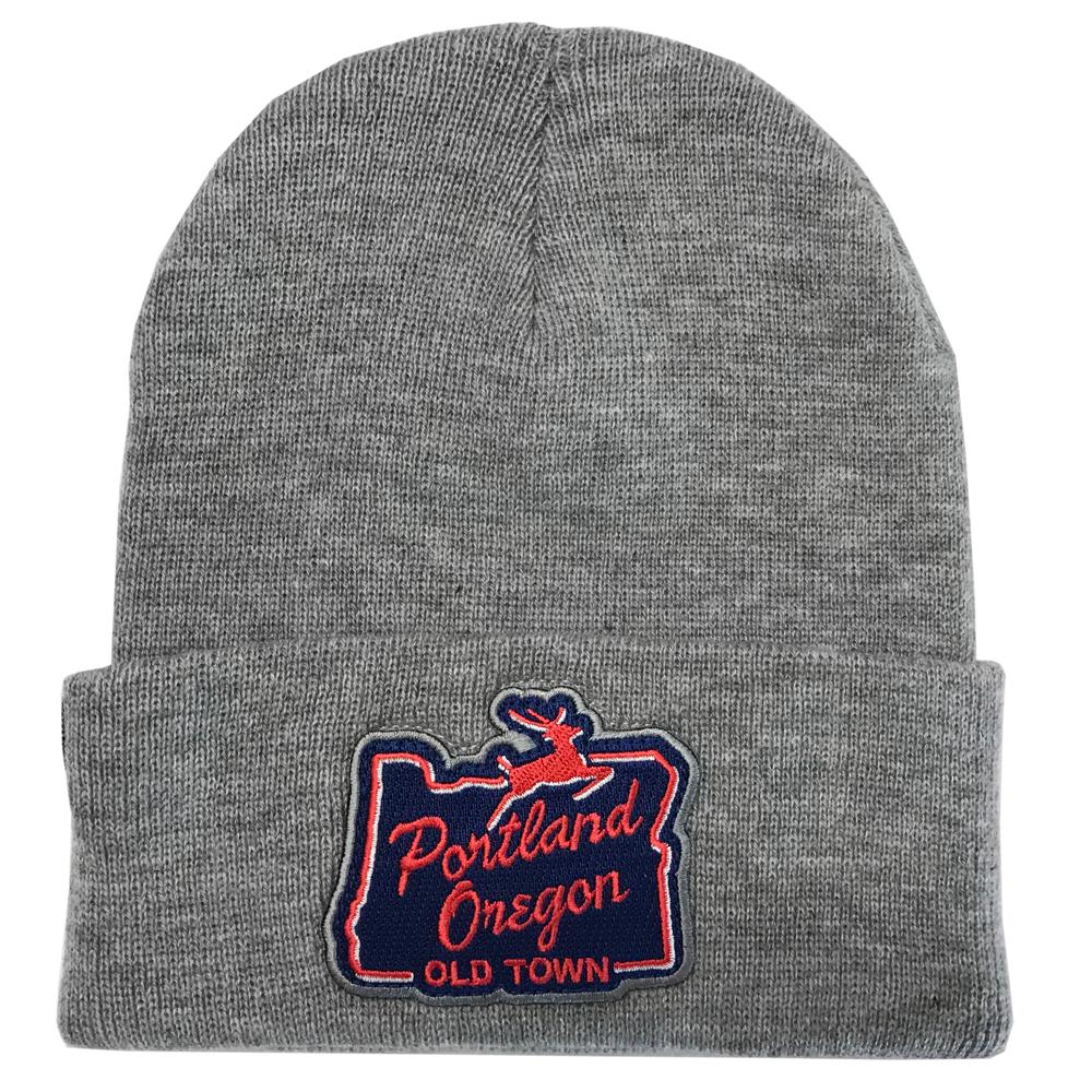 White Stag Sign Portland Oregon Knit Beanie